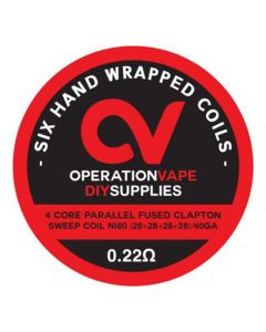 Operation Vape Prebuilt coils - Sweep Coil NI80 (28+28+28+28)/40GA - 0.22 ohm - 6 pieces